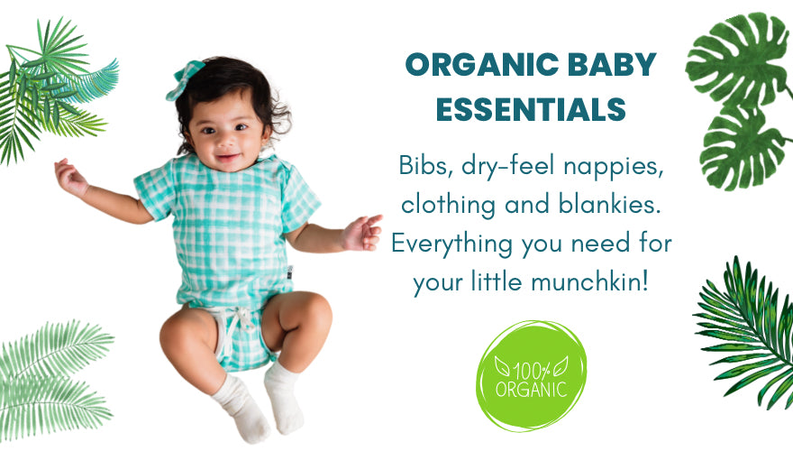 Choose organic essentials like bib, nappies, blankets and clothing for your baby 