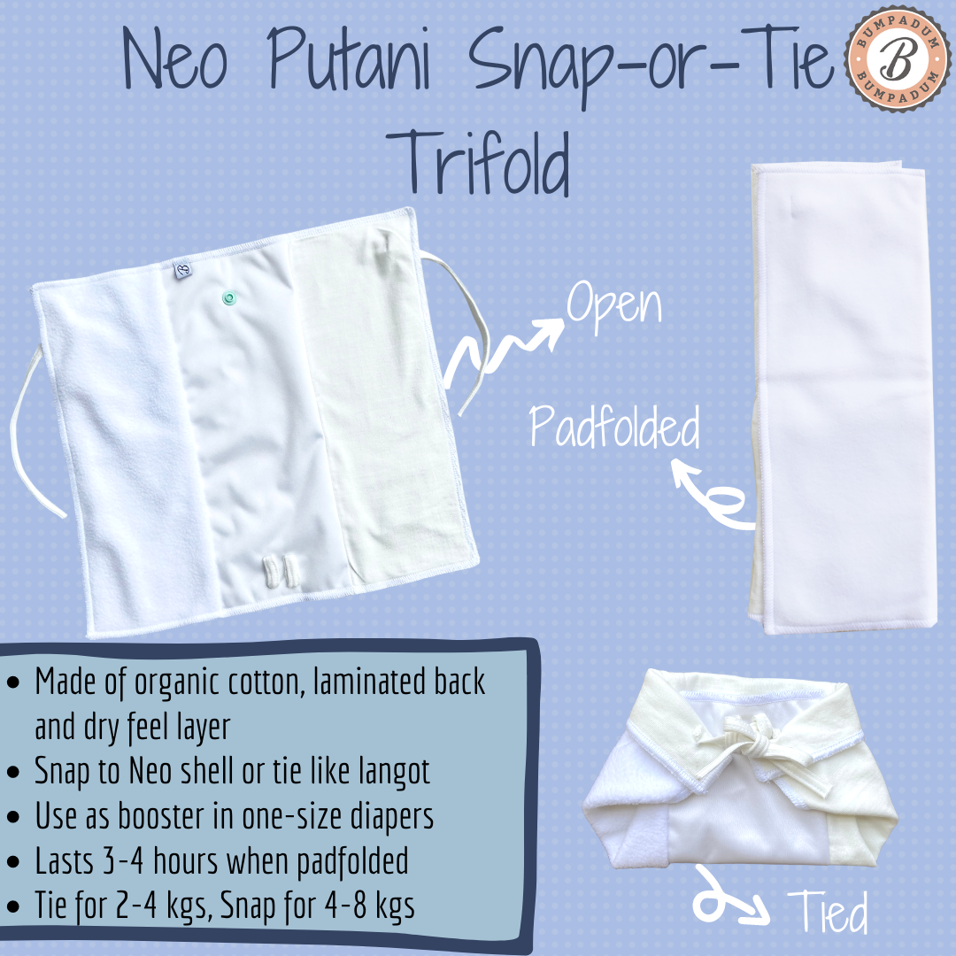 Neo Putani Newborn Snap-or-tie Trifold Insert (Set of 2) - Bumpadum