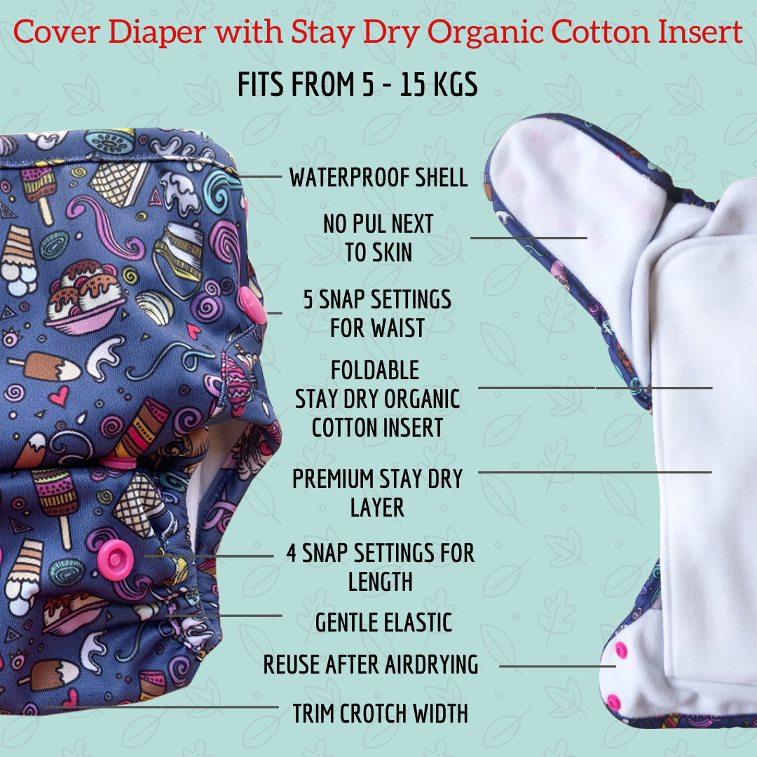Cover Day Diaper for Very Heavy Wetters - Party Time - Bumpadum